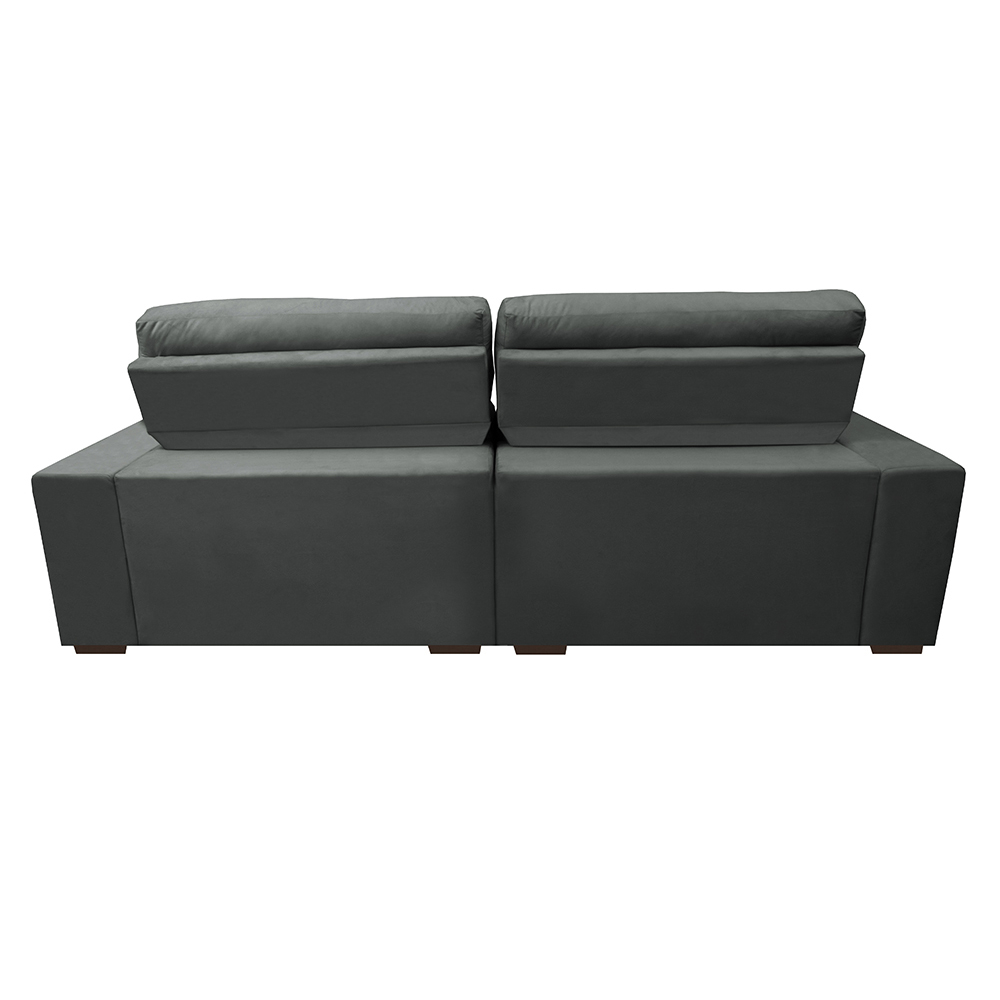Sofá Retrátil e Reclinável com Molas Ensacadas Cama inBox Master 2,52m Tecido Suede Cinza