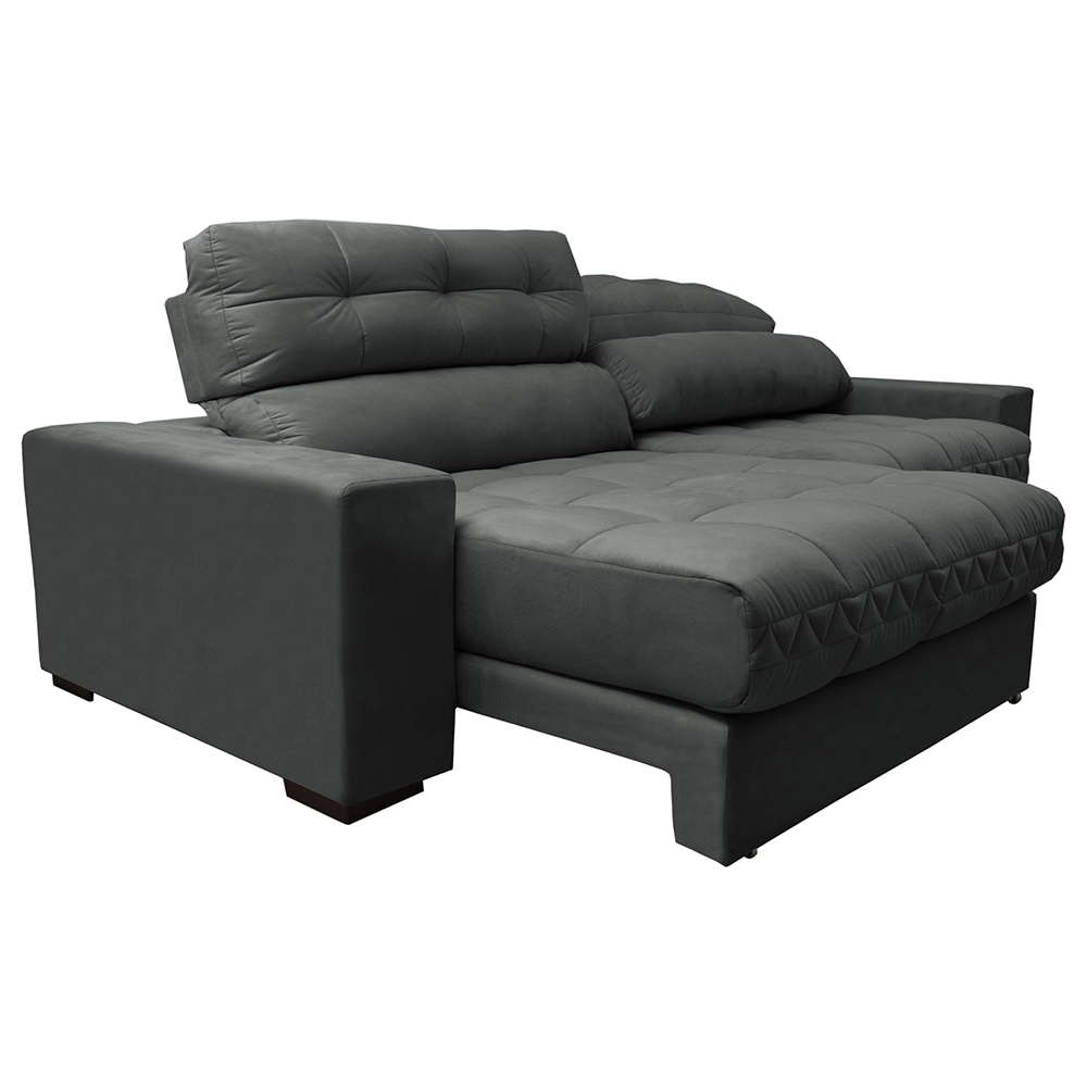 Sofá Retrátil e Reclinável com Molas Ensacadas Cama inBox Master 2,52m Tecido Suede Cinza