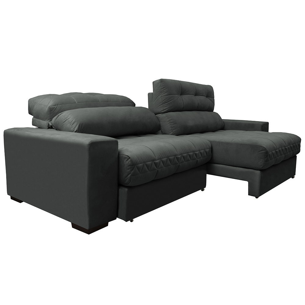 Sofá Retrátil e Reclinável com Molas Ensacadas Cama inBox Master 2,52m Tecido Suede Cinza