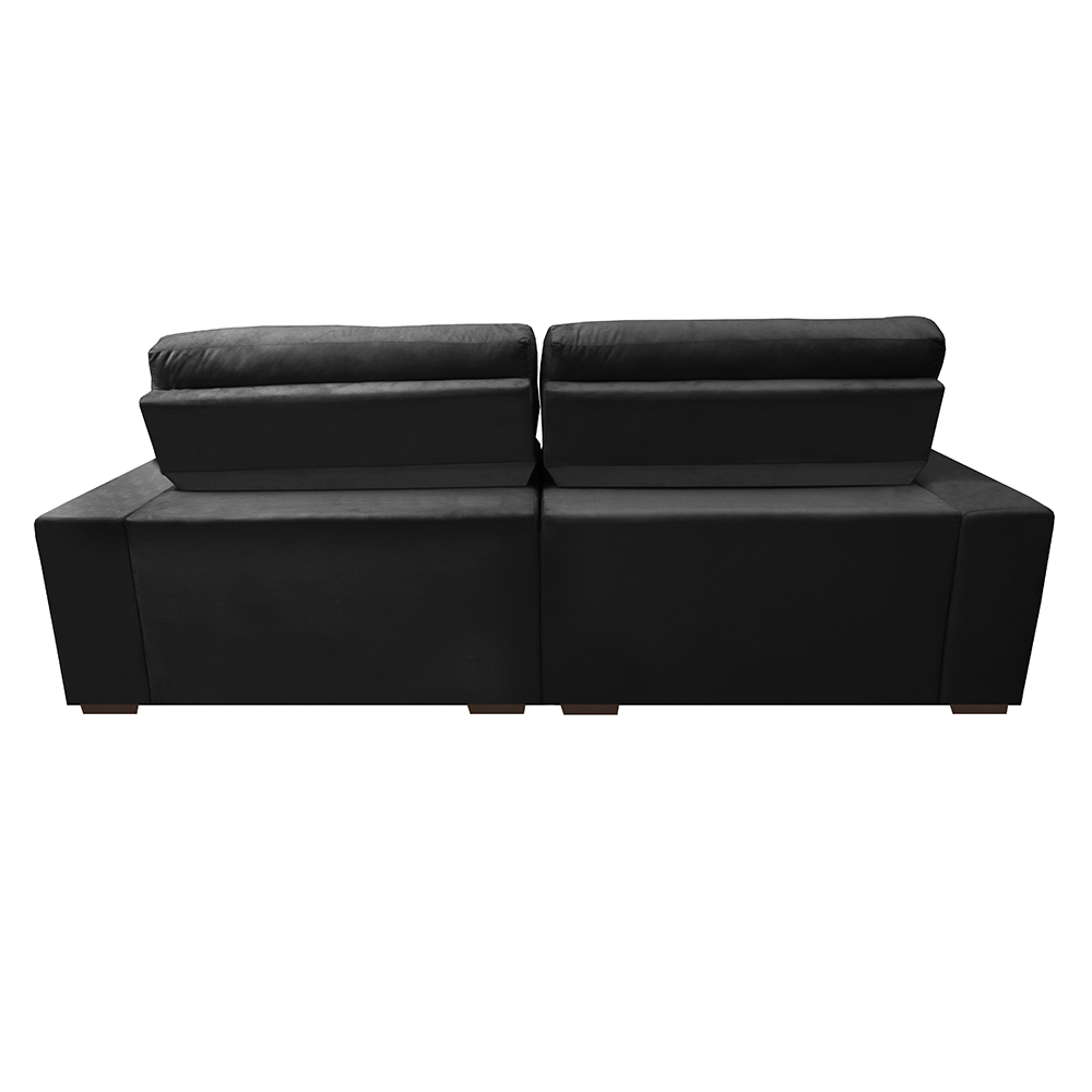 Sofá Retrátil e Reclinável com Molas Ensacadas Cama inBox Master 2,52m Tecido Suede Preto