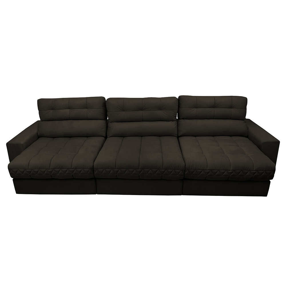 Sofá Retrátil e Reclinável com Molas Ensacadas Cama inBox Master 3,22m Tecido Suede Café
