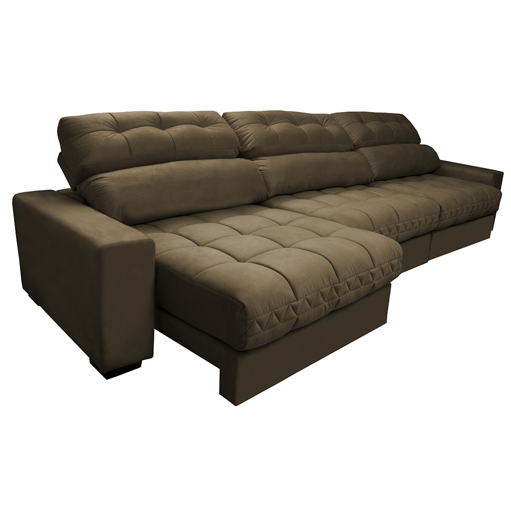Sofá Retrátil e Reclinável com Molas Ensacadas Cama inBox Master 3,22m Tecido Suede Castor