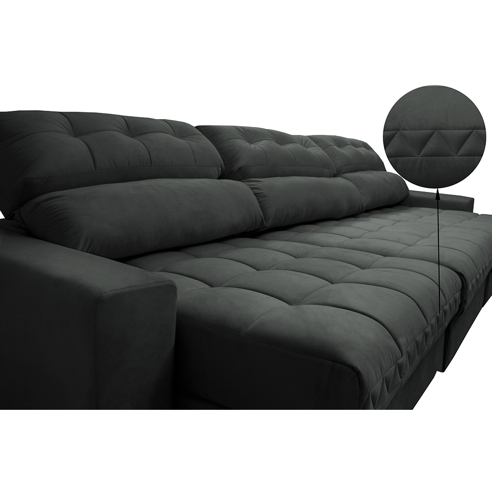 Sofá Retrátil e Reclinável com Molas Ensacadas Cama inBox Master 3,22m Tecido Suede Cinza