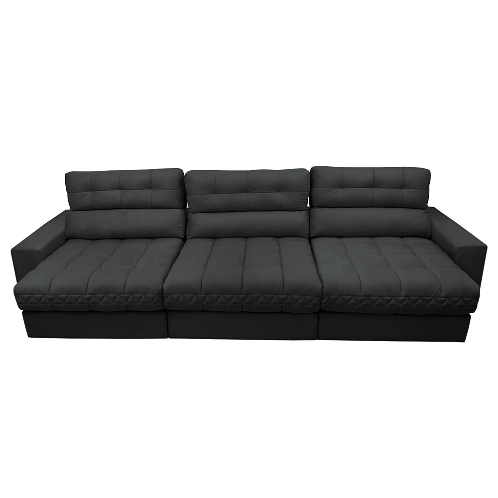 Sofá Retrátil e Reclinável com Molas Ensacadas Cama inBox Master 3,22m Tecido Suede Cinza