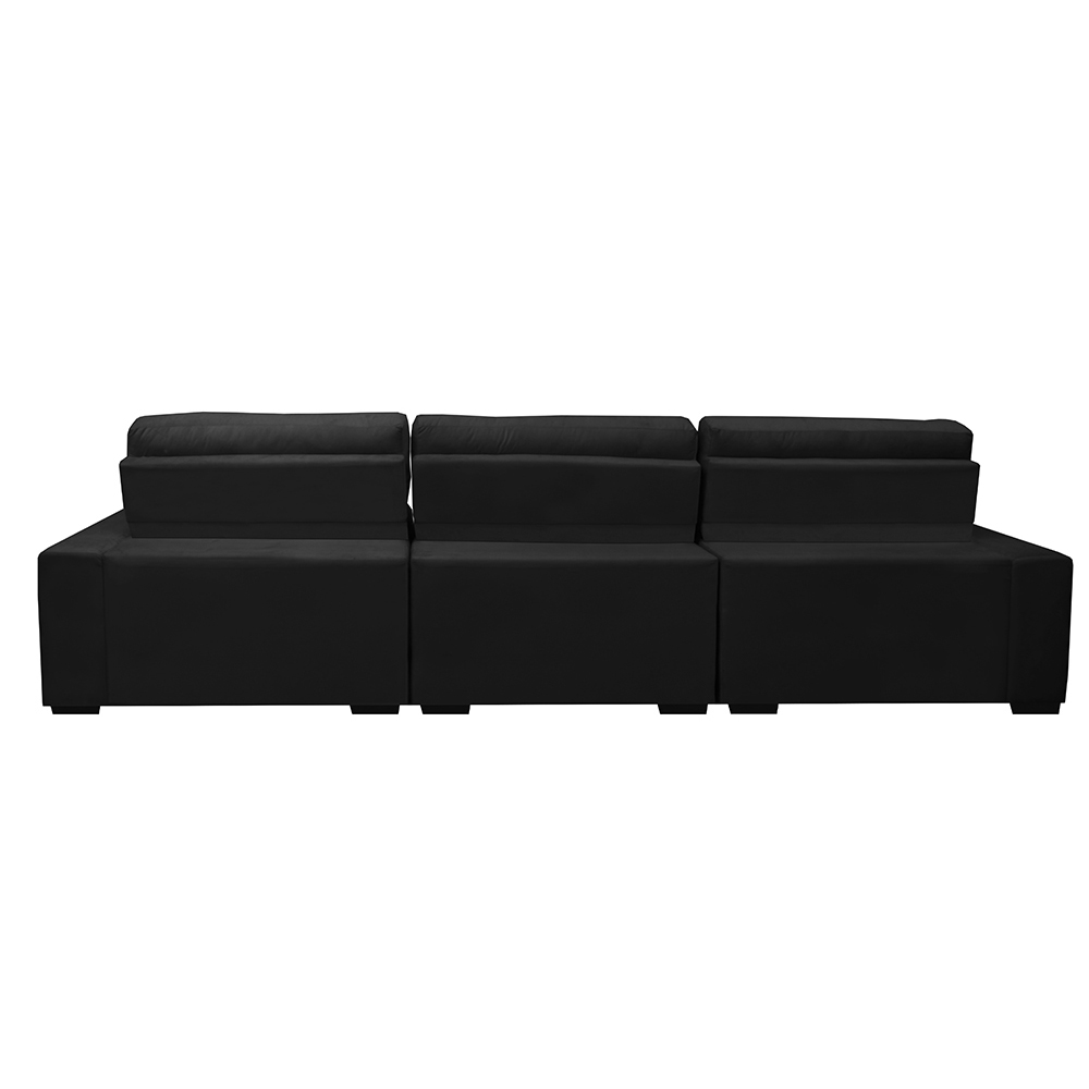 Sofá Retrátil e Reclinável com Molas Ensacadas Cama inBox Master 3,22m Tecido Suede Preto