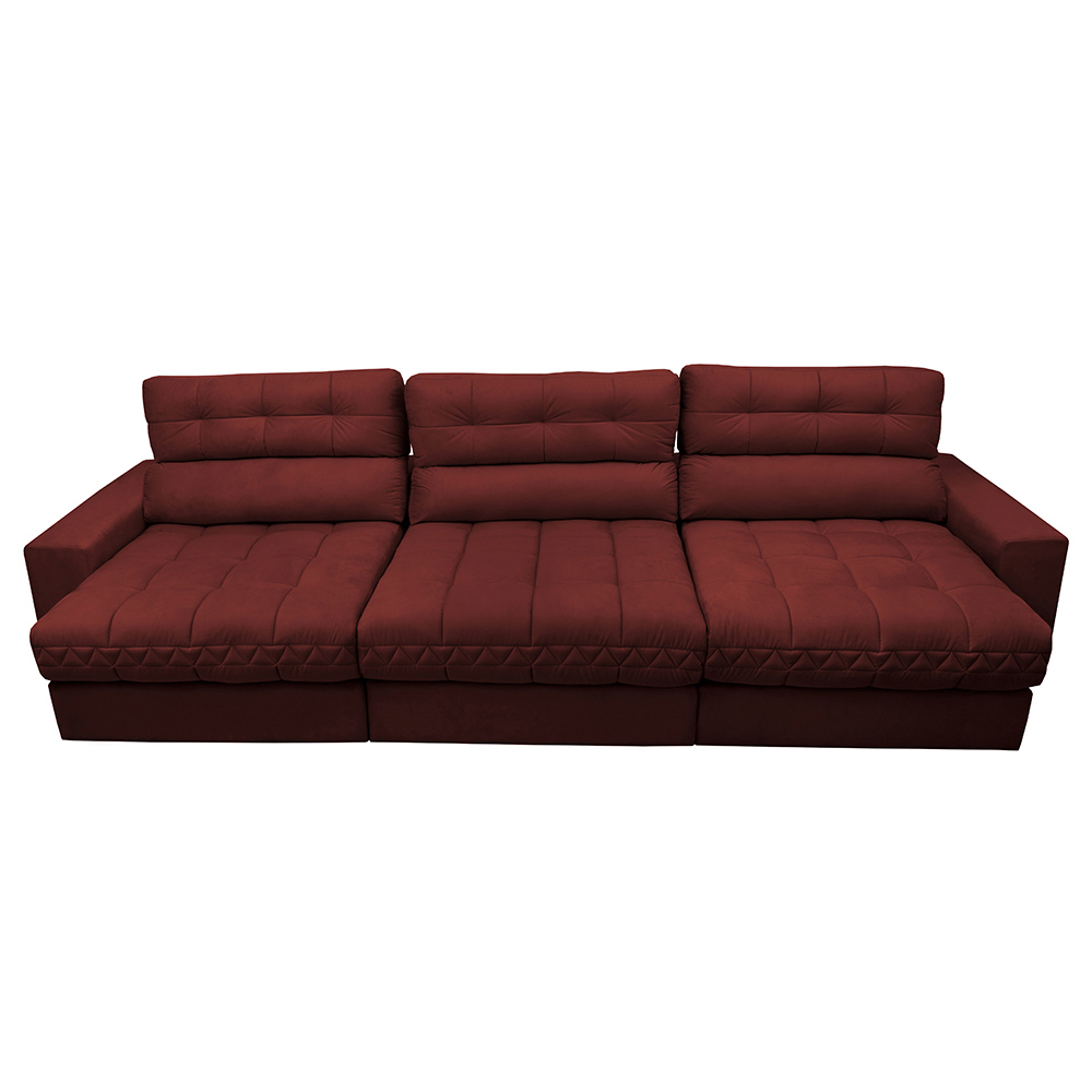 Sofá Retrátil e Reclinável com Molas Ensacadas Cama inBox Master 3,22m Tecido Suede Vermelho