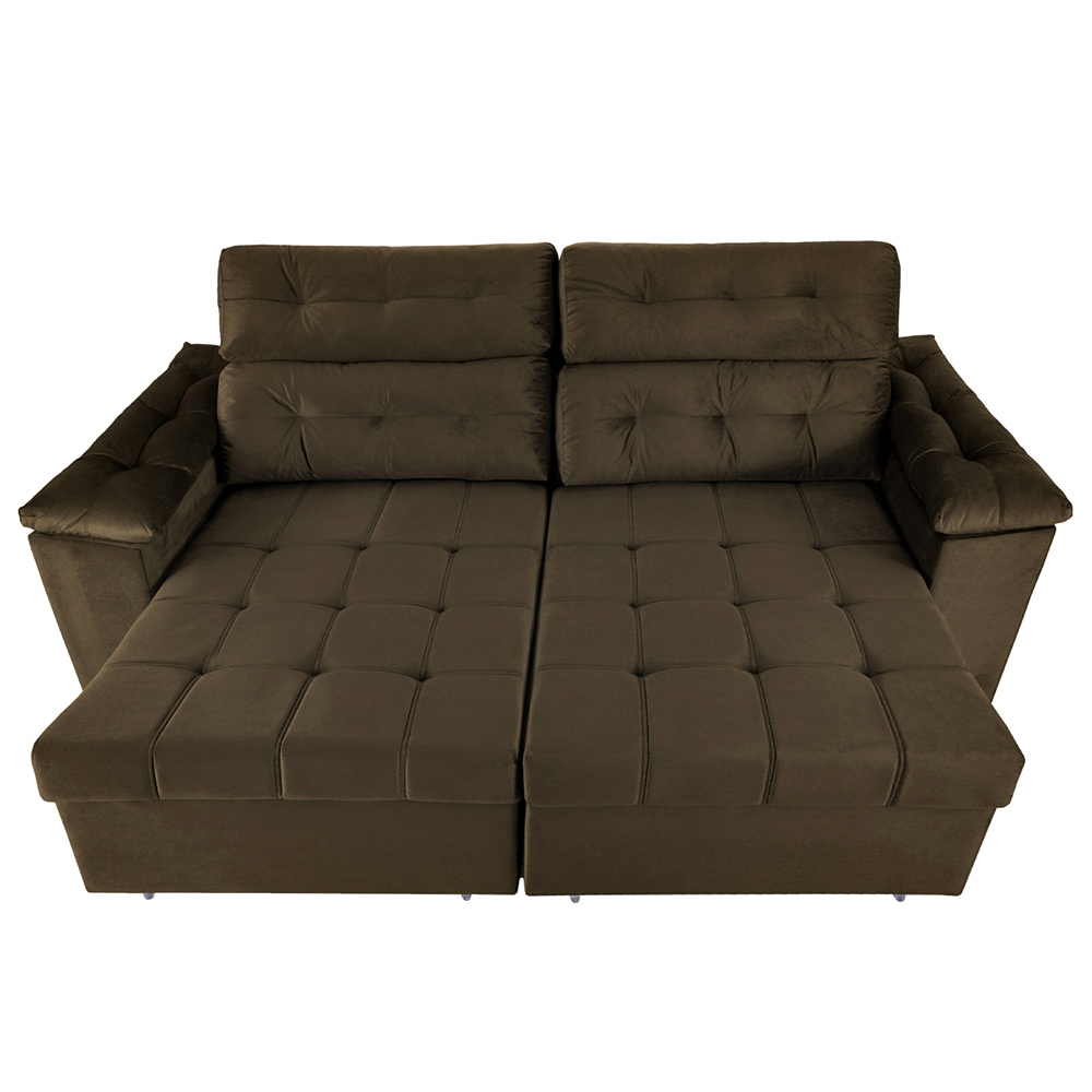 Sofá Retrátil e Reclinavel New Austrália 2,25 Mts Tecido Suede Café - Cama InBox
