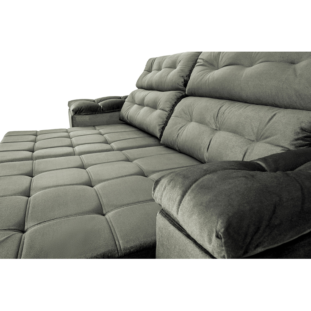 Sofá Retrátil e Reclinavel New Austrália 2,25 Mts Tecido Suede Cinza - Cama InBox