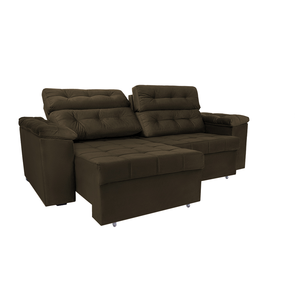 Sofá Retrátil e Reclinavel New Austrália 2,52 Mts Tecido Suede Café - Cama InBox