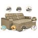 Sofá Retrátil e Reclinavel New Austrália 2,52 Mts Tecido Suede Castor - Cama InBox