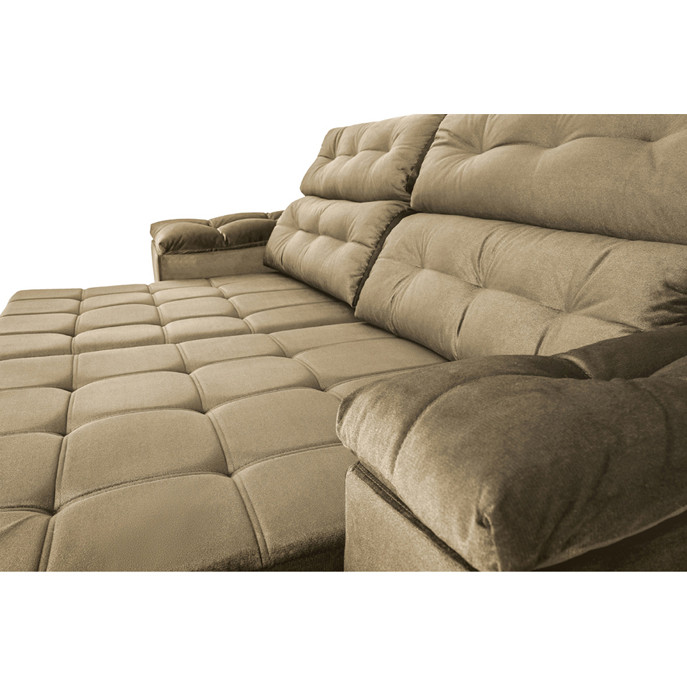 Sofá Retrátil e Reclinavel New Austrália 2,52 Mts Tecido Suede Castor - Cama InBox