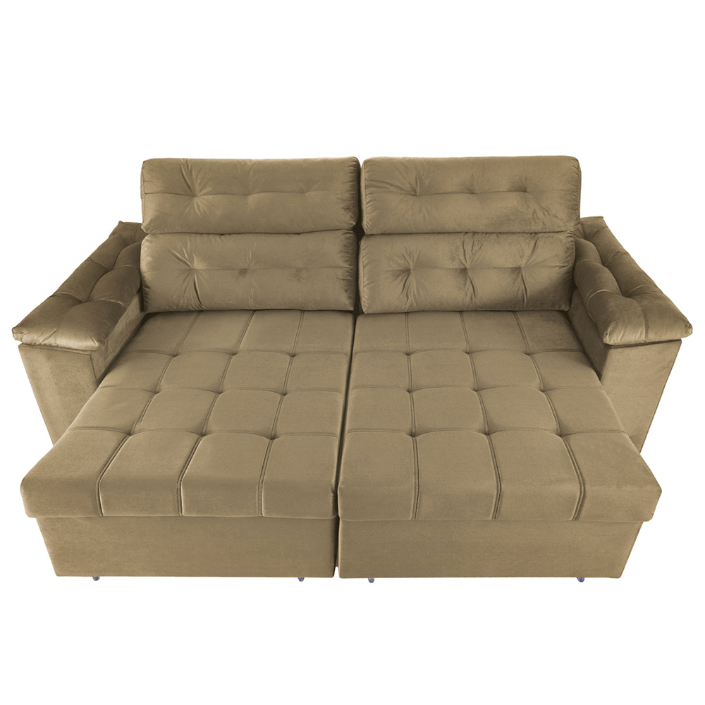 Sofá Retrátil e Reclinavel New Austrália 2,52 Mts Tecido Suede Castor - Cama InBox
