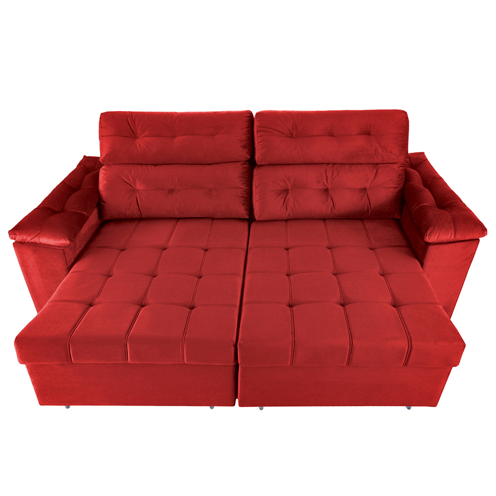 Sofá Retrátil e Reclinavel New Austrália 2,52 Mts Tecido Suede Vermelho - Cama InBox