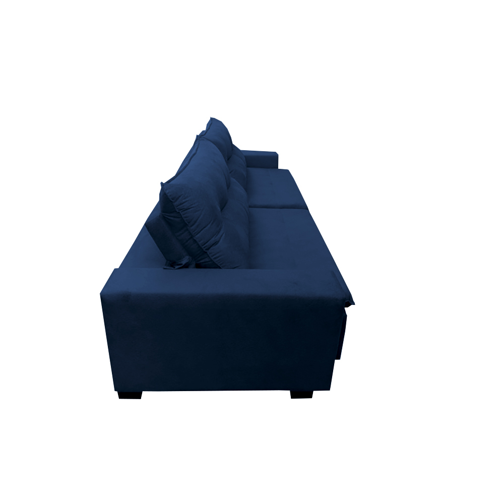 Sofá Retrátil e Reclinavel Oklahoma 2,12m Com Molas e Pillow no Assento Tecido Suede Azul - Cama InBox