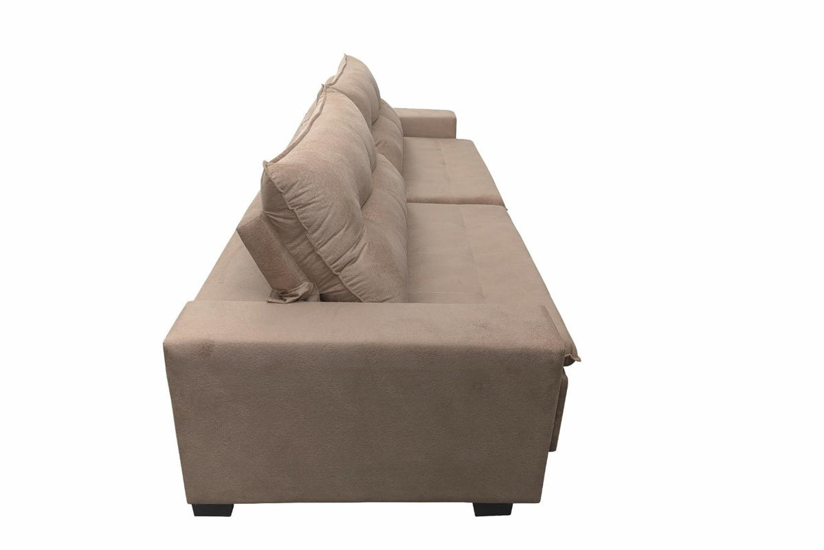 Sofá Retrátil e Reclinavel Oklahoma 2,22 Mts Com Molas e Pillow no Assento Tecido Suede Castor - Cama InBox