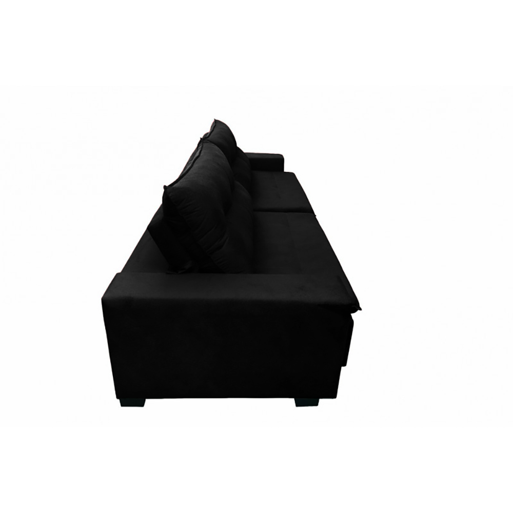 Sofá Retrátil e Reclinavel Oklahoma 2,32 Mts Com Molas e Pillow no Assento Tecido Suede Preto - Cama InBox