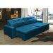 Sofá Retrátil e Reclinavel Oklahoma 2,62m Com Molas e Pillow no Assento Tecido Suede Azul - Cama InBox