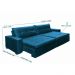 Sofá Retrátil e Reclinavel Oklahoma 2,62m Com Molas e Pillow no Assento Tecido Suede Azul - Cama InBox
