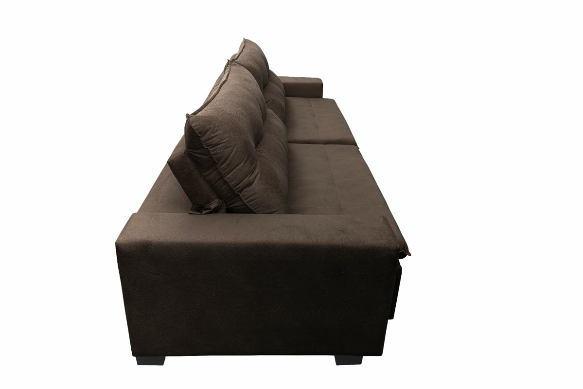 Sofá Retrátil e Reclinavel Oklahoma 2,82 Mts Com Molas e Pillow no Assento Tecido Suede Café - Cama InBox