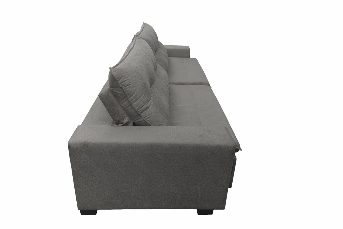 Sofá Retrátil e Reclinavel Oklahoma 3,02 Mts Com Molas e Pillow no Assento Tecido Suede Cinza - Cama InBox