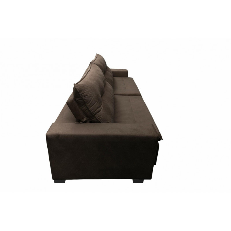 Sofá Retrátil e Reclinavel Oklahoma 3,12 Mts Com Molas e Pillow no Assento Tecido Suede Café - Cama InBox