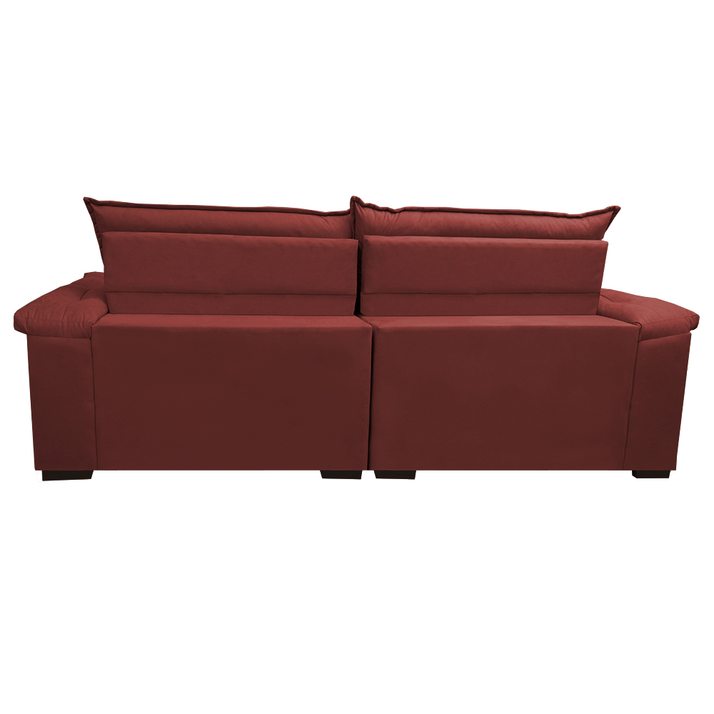 Sofá Retrátil, Reclinável Molas Ensacada Cama inBox Botonê 2,92m Espuma Viscoelástico Suede Vermelho