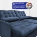 Sofá Sem Caixa Retrátil 1,60m SoftGel Celeste Velusoft Azul Cama inBox