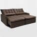 Sofá Sem Caixa Retrátil 1,60m SoftGel Celeste Velusoft Café Cama inBox