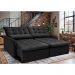 Sofá Sem Caixa Retrátil 1,60m SoftGel Celeste Velusoft Preto Cama inBox