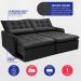 Sofá Sem Caixa Retrátil 1,60m SoftGel Celeste Velusoft Preto Cama inBox
