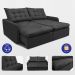 Sofá Sem Caixa Retrátil 1,60m SoftGel Celeste Velusoft Preto Cama inBox