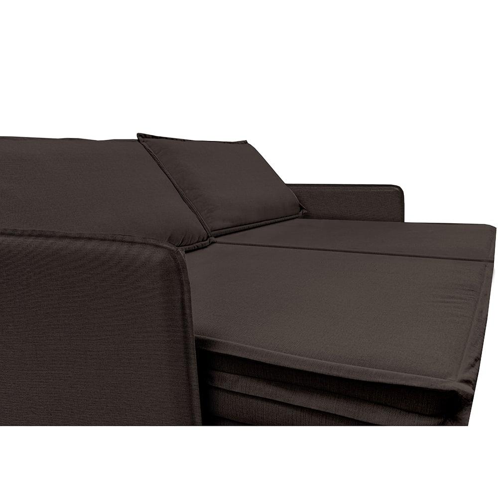 Sofá Sem Caixa Retrátil Baú 1,55m Lounge Linho Marrom Cama inBox