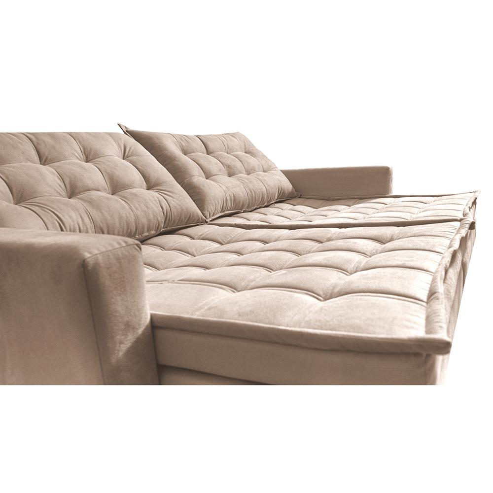 Sofá Sem Caixa Retrátil Baú 1,60m Cama inBox Secret Suede Velusoft Bege 