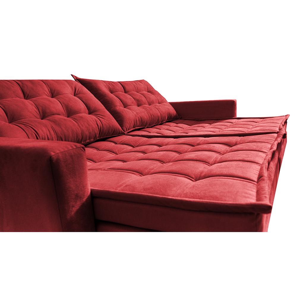 Sofá Sem Caixa Retrátil Baú 1,60m Cama inBox Secret Suede Velusoft Vermelho