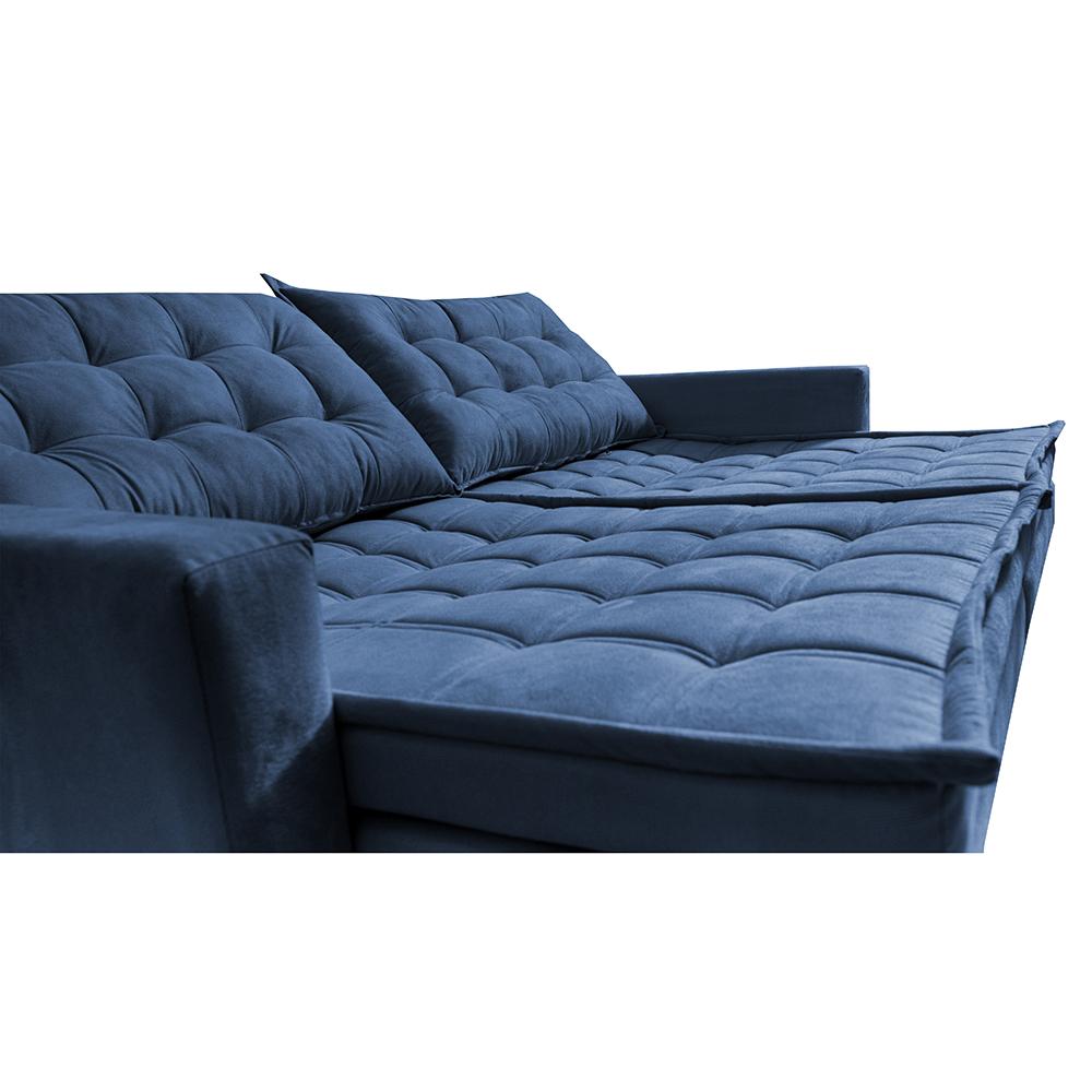 Sofá Sem Caixa Retrátil Baú 1,80m Cama inBox Secret Suede Velusoft Azul 