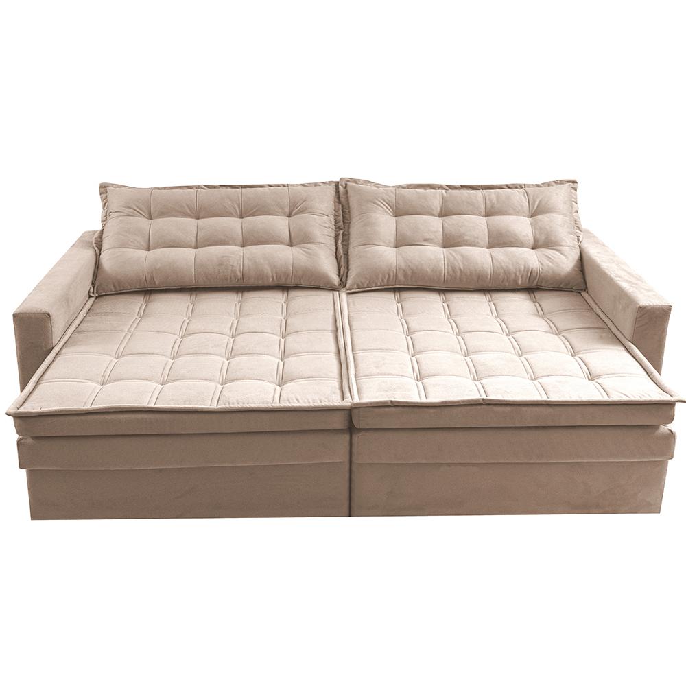 Sofá Sem Caixa Retrátil Baú 1,80m Cama inBox Secret Suede Velusoft Bege 