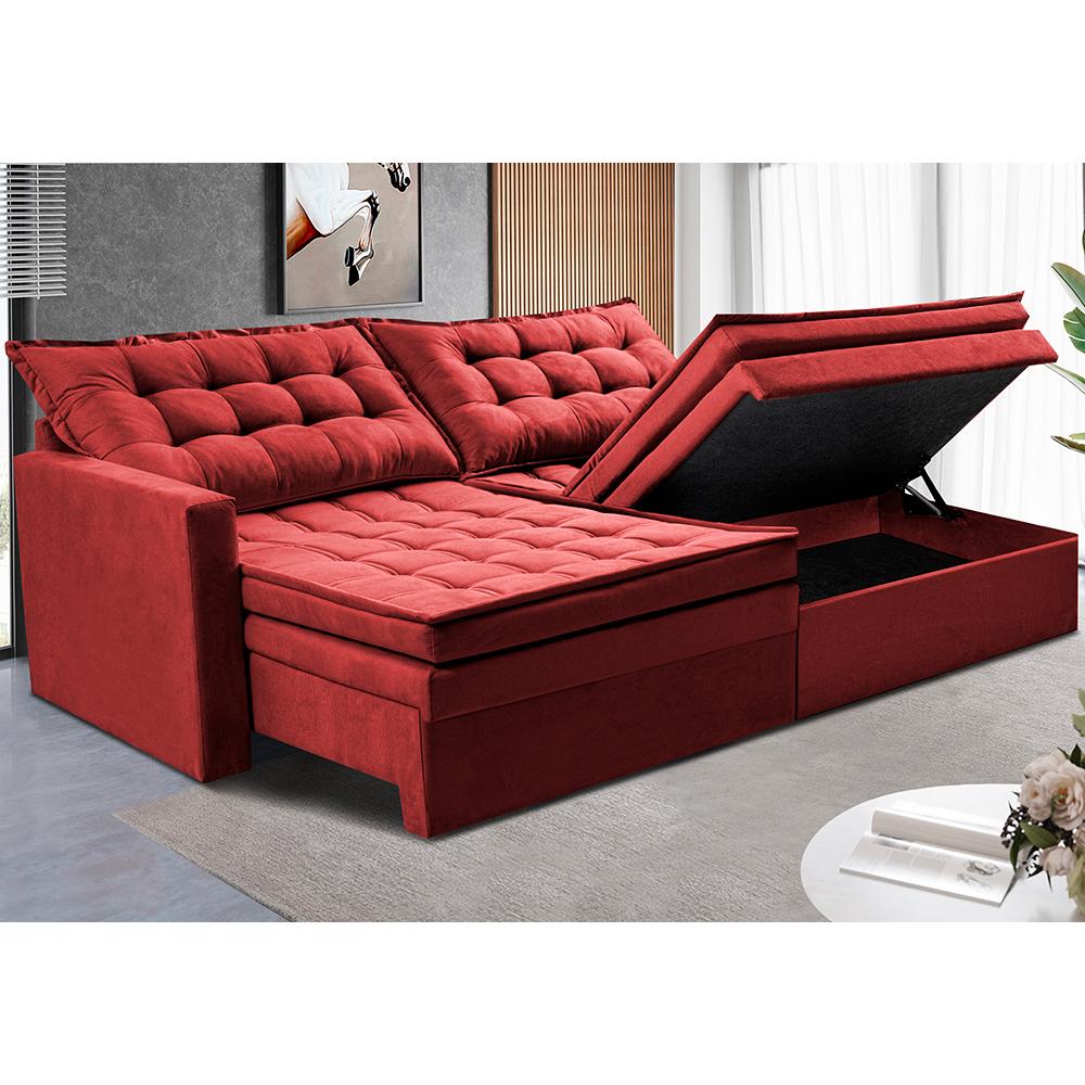 Sofá Sem Caixa Retrátil Baú 1,80m Cama inBox Secret Suede Velusoft Cinza 