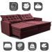 Sofá Sem Caixa Retrátil Baú 1,80m Cama inBox Secret Suede Velusoft Vinho 
