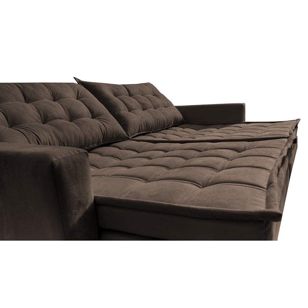 Sofá Sem Caixa Retrátil Baú 2,00m Cama inBox Secret Suede Velusoft Café 