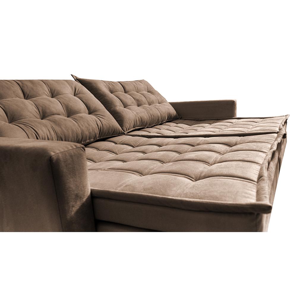 Sofá Sem Caixa Retrátil Baú 2,00m Cama inBox Secret Suede Velusoft Castor 