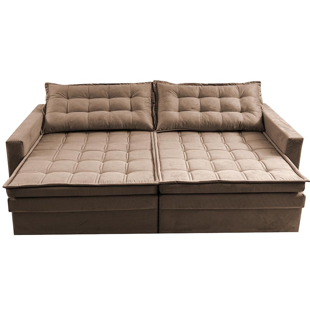Sofá Sem Caixa Retrátil Baú 2,00m Cama inBox Secret Suede Velusoft Castor 
