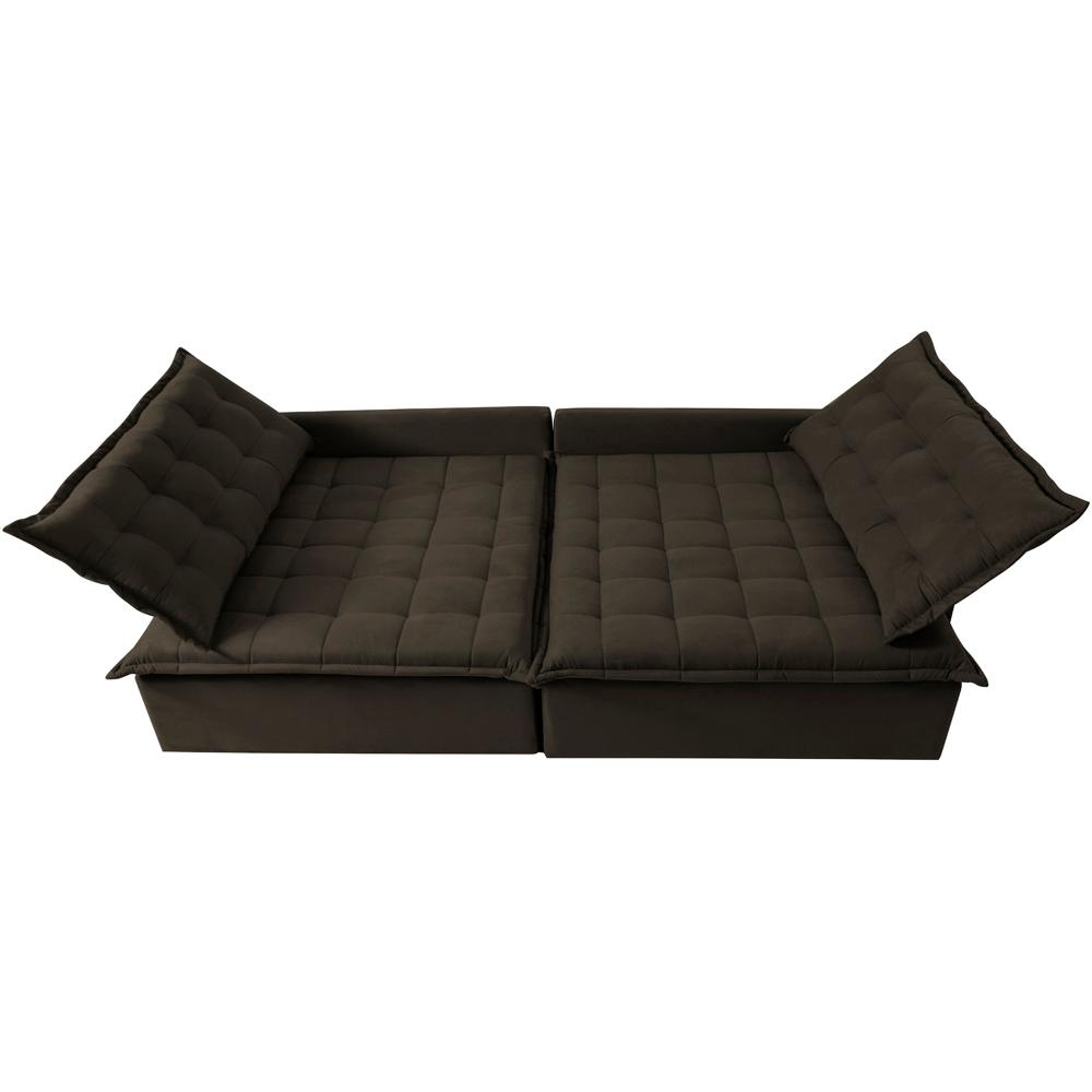 Sofá Sem Caixa Retrátil Reclinável 2,15m Cama inBox Versátil com Pillow Top e Molas Velusoft Café