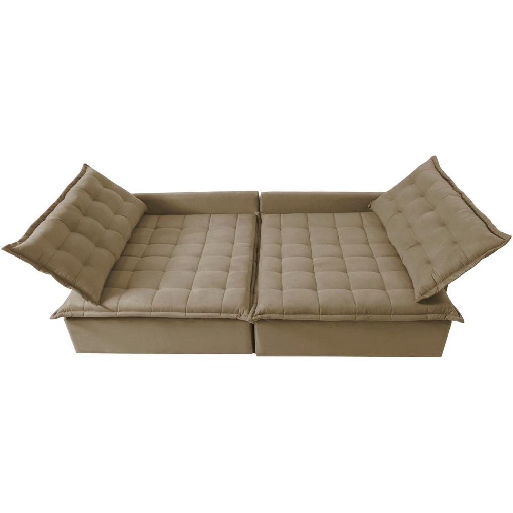 Sofá Sem Caixa Retrátil Reclinável 2,95m Cama inBox Versátil com Pillow Top e Molas Velusoft Bege