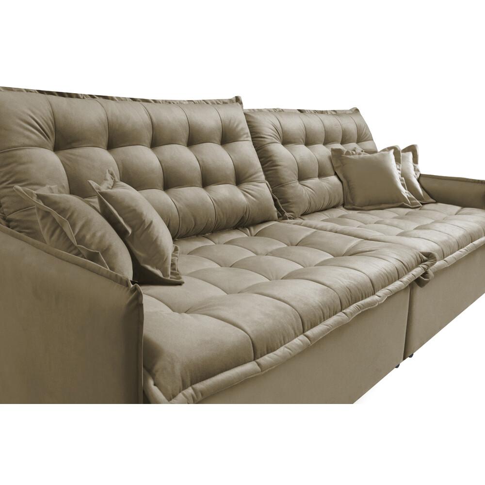 Sofá Sem Caixa Retrátil e Reclinável 1,55m Cama inBox Versátil Suede Velusoft Bege