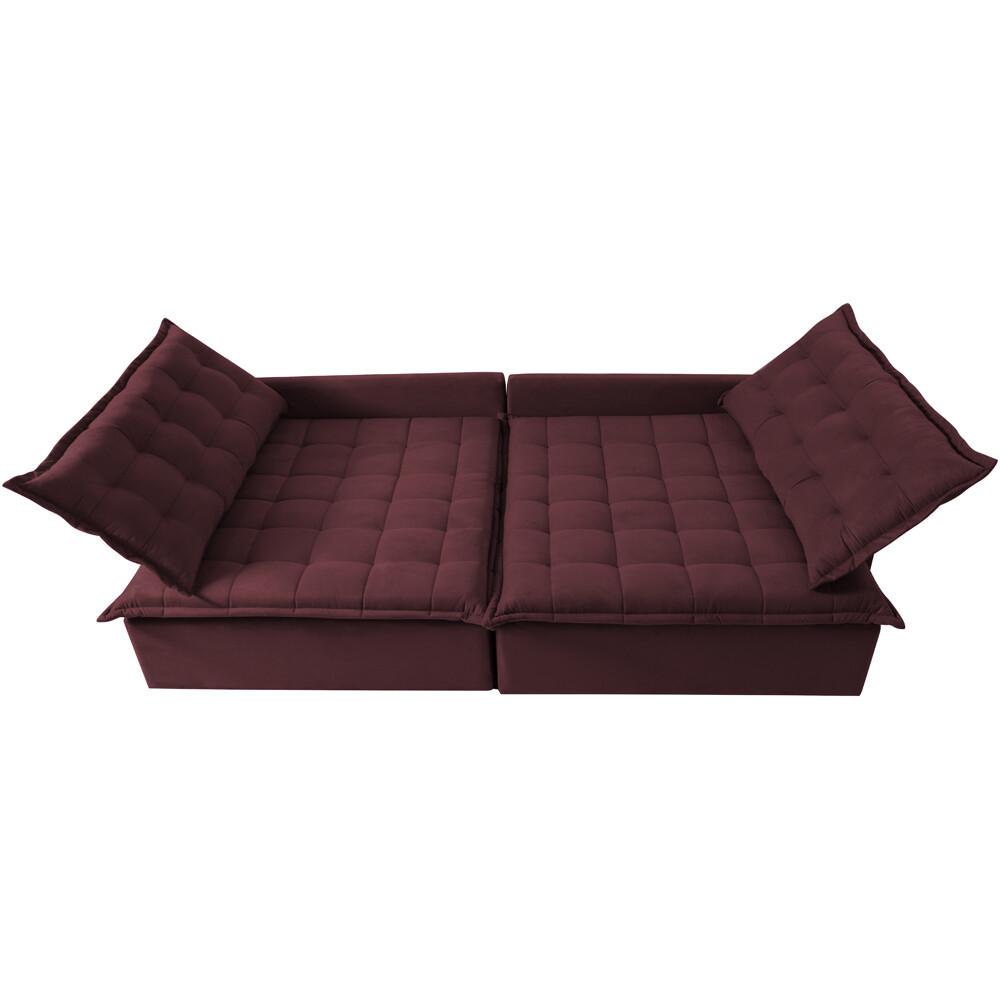 Sofá Sem Caixa Retrátil e Reclinável 1,55m Cama inBox Versátil Suede Velusoft Vinho
