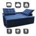 Sofá Sem Caixa Retrátil e Reclinável 1,65m Cama inBox Studio Suede Velusoft Azul