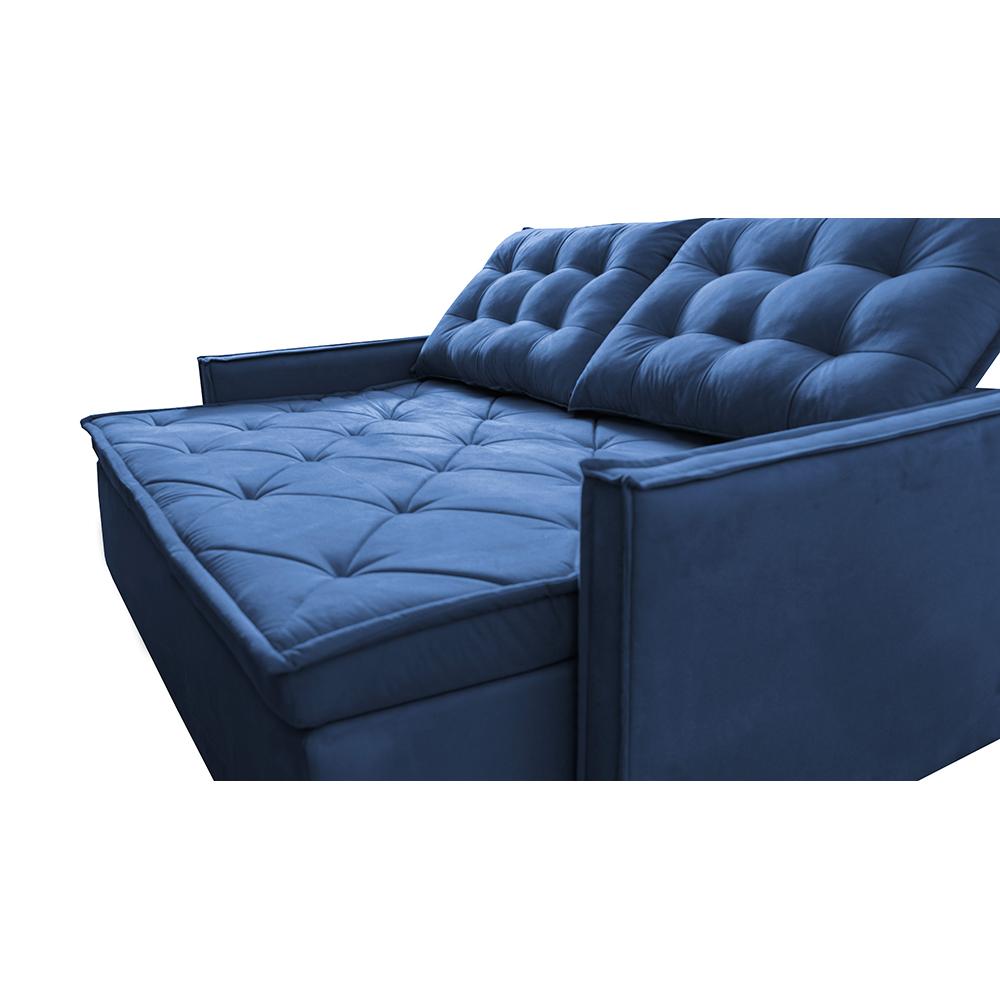 Sofá Sem Caixa Retrátil e Reclinável 1,65m Cama inBox Studio Suede Velusoft Azul