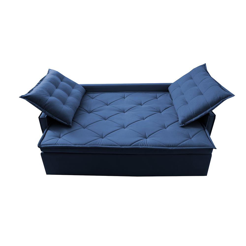 Sofá Sem Caixa Retrátil e Reclinável 1,65m Cama inBox Studio Suede Velusoft Azul