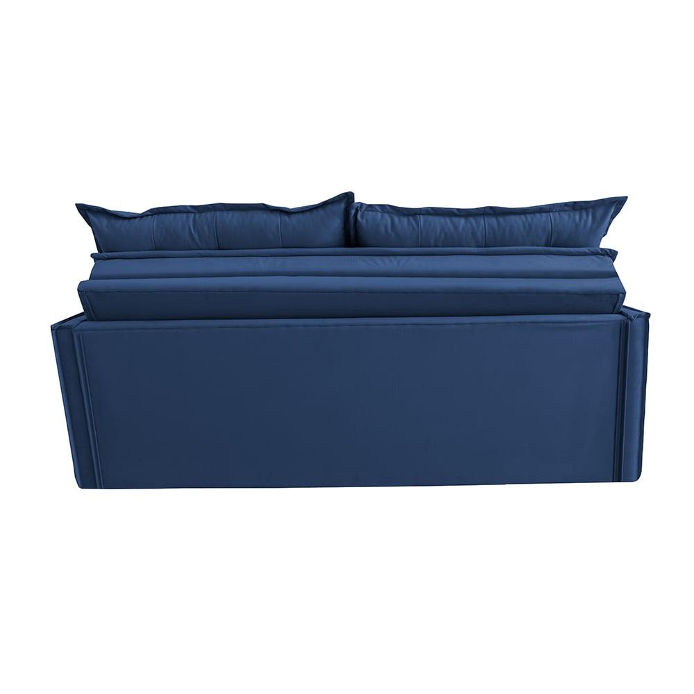 Sofá Sem Caixa Retrátil e Reclinável 1,65m Cama inBox Studio Suede Velusoft Azul