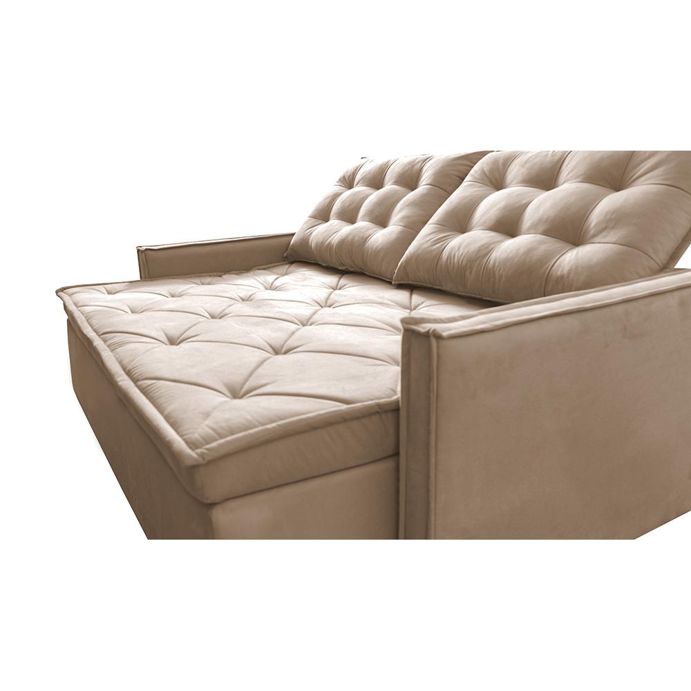 Sofá Sem Caixa Retrátil e Reclinável 1,65m Cama inBox Studio Suede Velusoft Bege